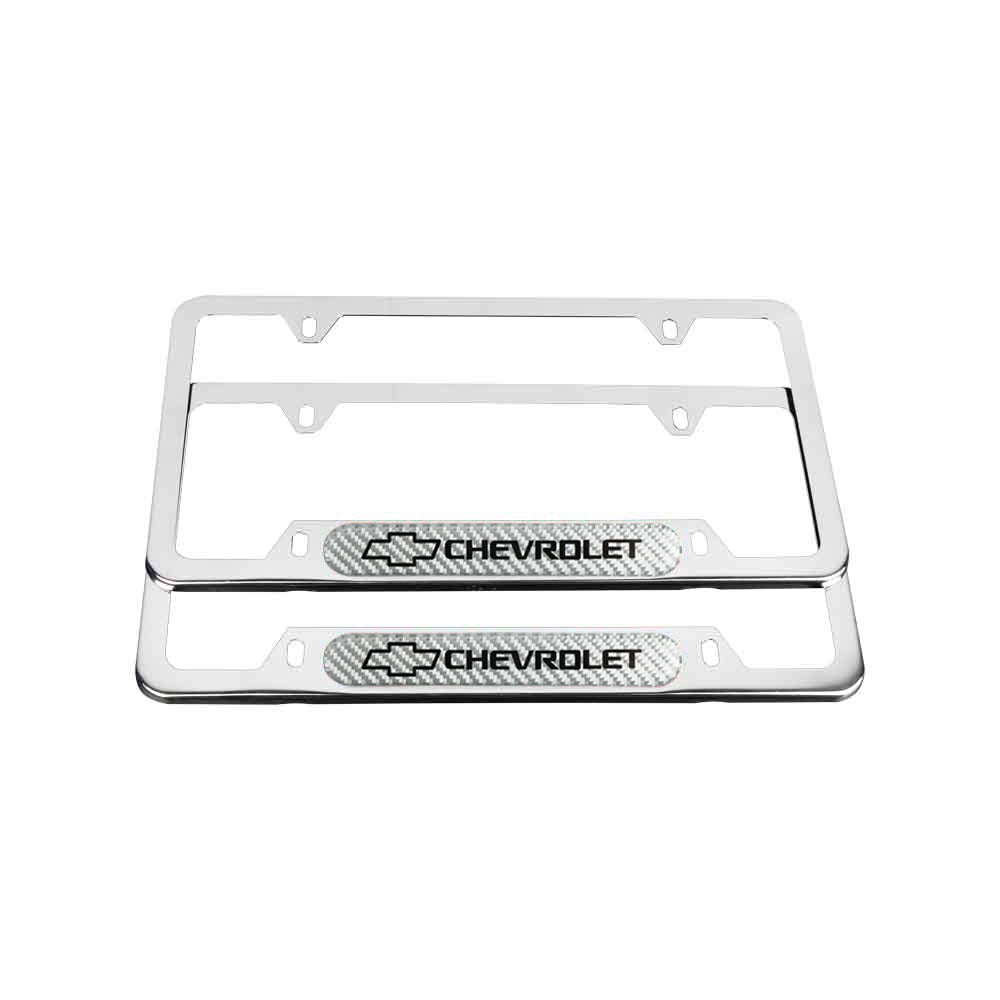 Brand New Universal 2PCS CHEVROLET Chrome Metal License Plate Frame