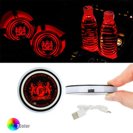 BRAND NEW UNIVERSAL V2 2PCS JUNCTION PRODUCE Switchable Seven Colorful LED Car Cup Holder Mat Coaster Pad