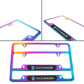 Brand New Universal 2PCS VOLKSWAGEN Neo Chrome Metal License Plate Frame
