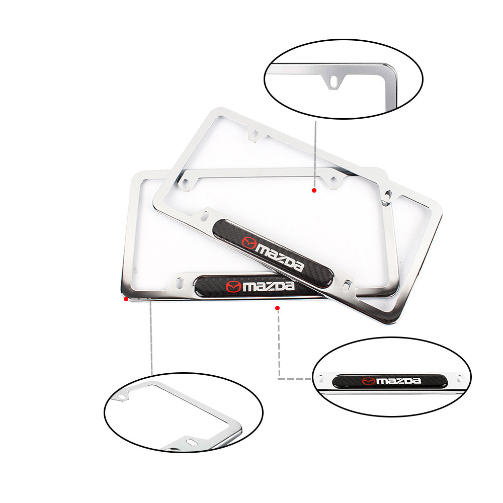 Brand New Universal 2PCS MAZDA Chrome Metal License Plate Frame
