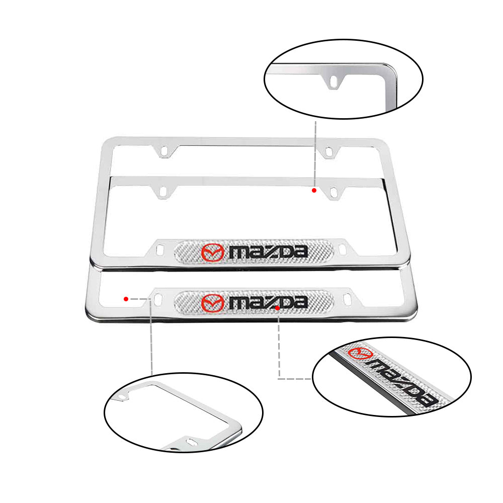 Brand New Universal 2PCS Mazda Chrome Metal License Plate Frame