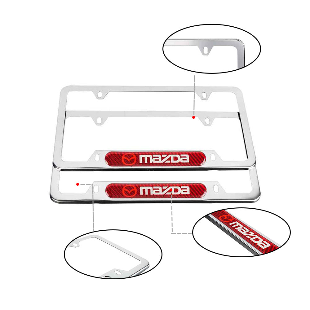 Brand New Universal 2PCS Mazda Chrome Metal License Plate Frame