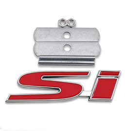 Brand New 3D Chrome Red Metal Honda Civic Si Logo Front Grille Emblem Red