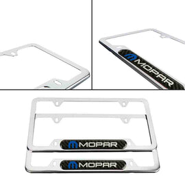 Brand New Universal 2PCS Mopar Chrome Metal License Plate Frame