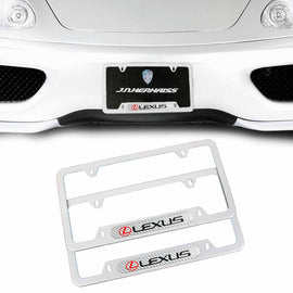 Brand New Universal 2PCS LEXUS Silver Metal License Plate Frame