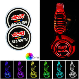 BRAND NEW UNIVERSAL V2 2PCS MUGEN Switchable Seven Colorful LED Car Cup Holder Mat Coaster Pad