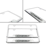 Brand New Universal 2PCS CHEVROLET Chrome Metal License Plate Frame