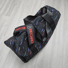 Load image into Gallery viewer, BRAND NEW DUFFLE TRAVEL GYM RECARO BAG WITH BLACK HARNESS STRAP JDM SEAT CLOTH RACING