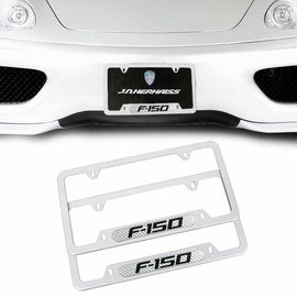 Brand New Universal 2PCS F-150 Silver Metal License Plate Frame