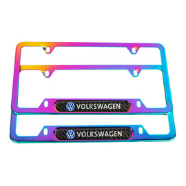 Brand New Universal 2PCS VOLKSWAGEN Neo Chrome Metal License Plate Frame