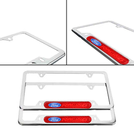 Brand New Universal 2PCS Ford Racing Chrome Metal License Plate Frame