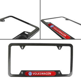 Brand New Universal 1PCS Volkswagen Carbon Fiber Look Metal License Plate Frame