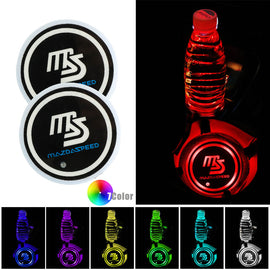 BRAND NEW UNIVERSAL V2 2PCS MAZDASPEED Switchable Seven Colorful LED Car Cup Holder Mat Coaster Pad