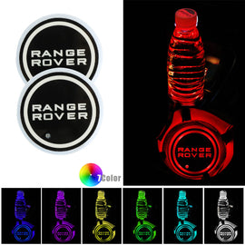 BRAND NEW UNIVERSAL V2 2PCS RANGE ROVER Switchable Seven Colorful LED Car Cup Holder Mat Coaster Pad