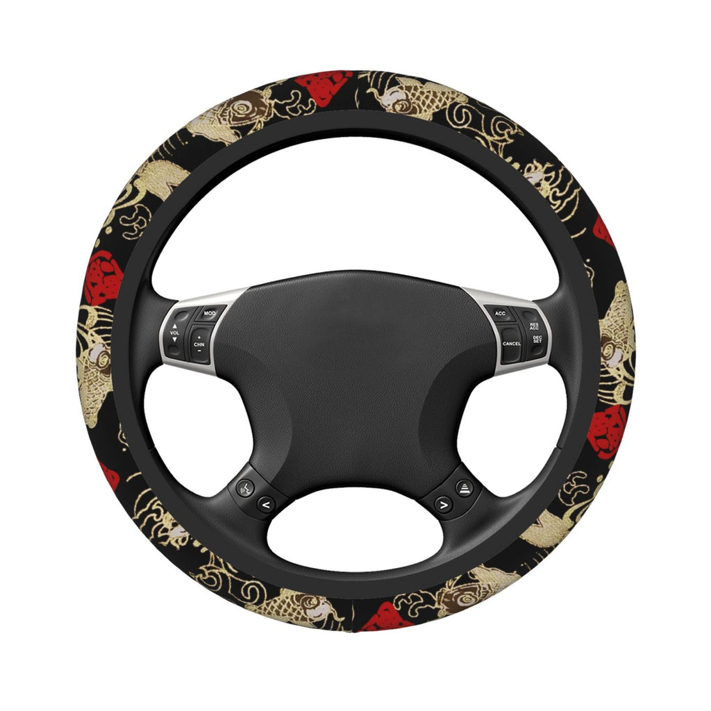 Brand New Universal Sakura Koi Fish Soft Flexible Fabric Car Auto Steering Wheel Cover Protector 14"-15.5"