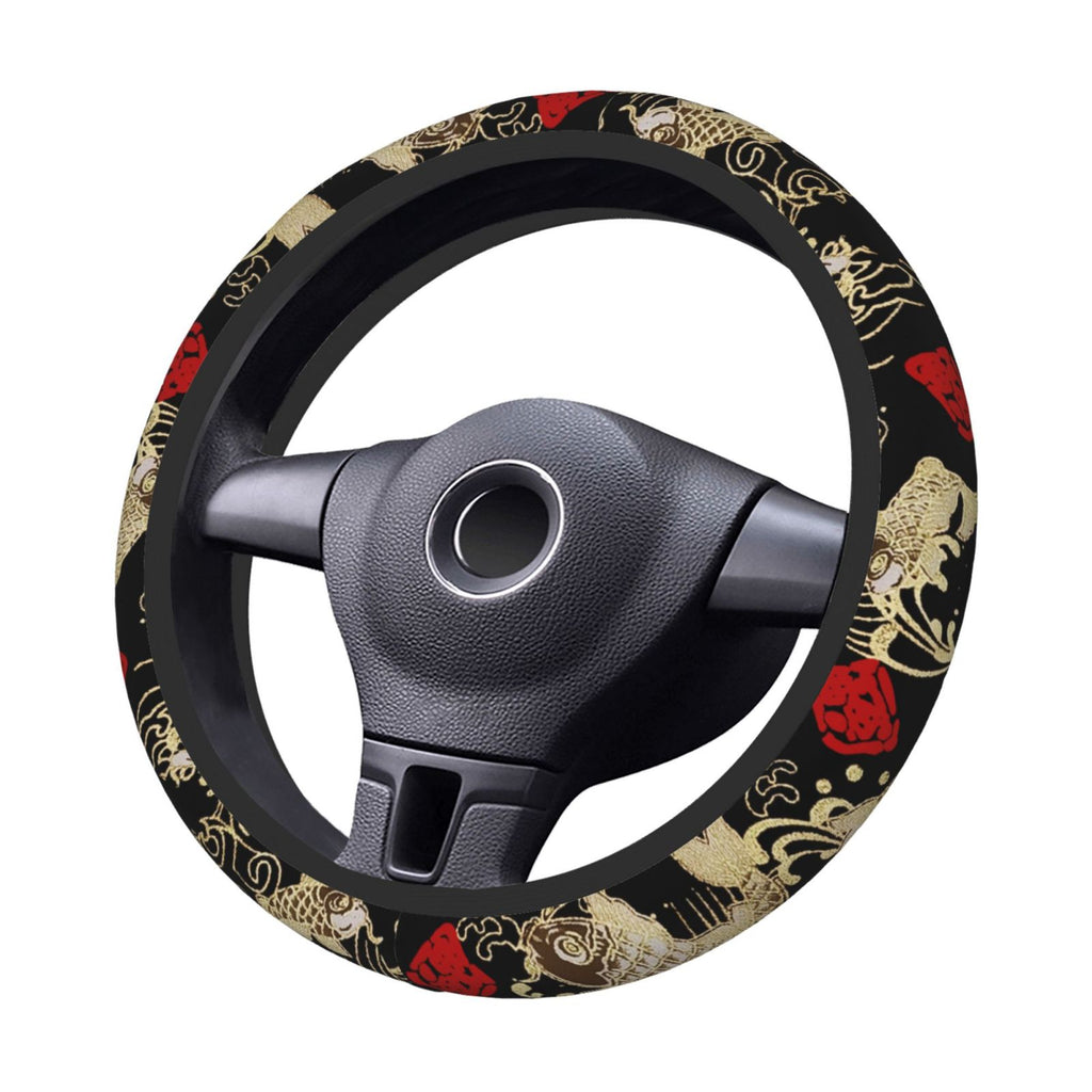 Brand New Universal Sakura Koi Fish Soft Flexible Fabric Car Auto Steering Wheel Cover Protector 14"-15.5"