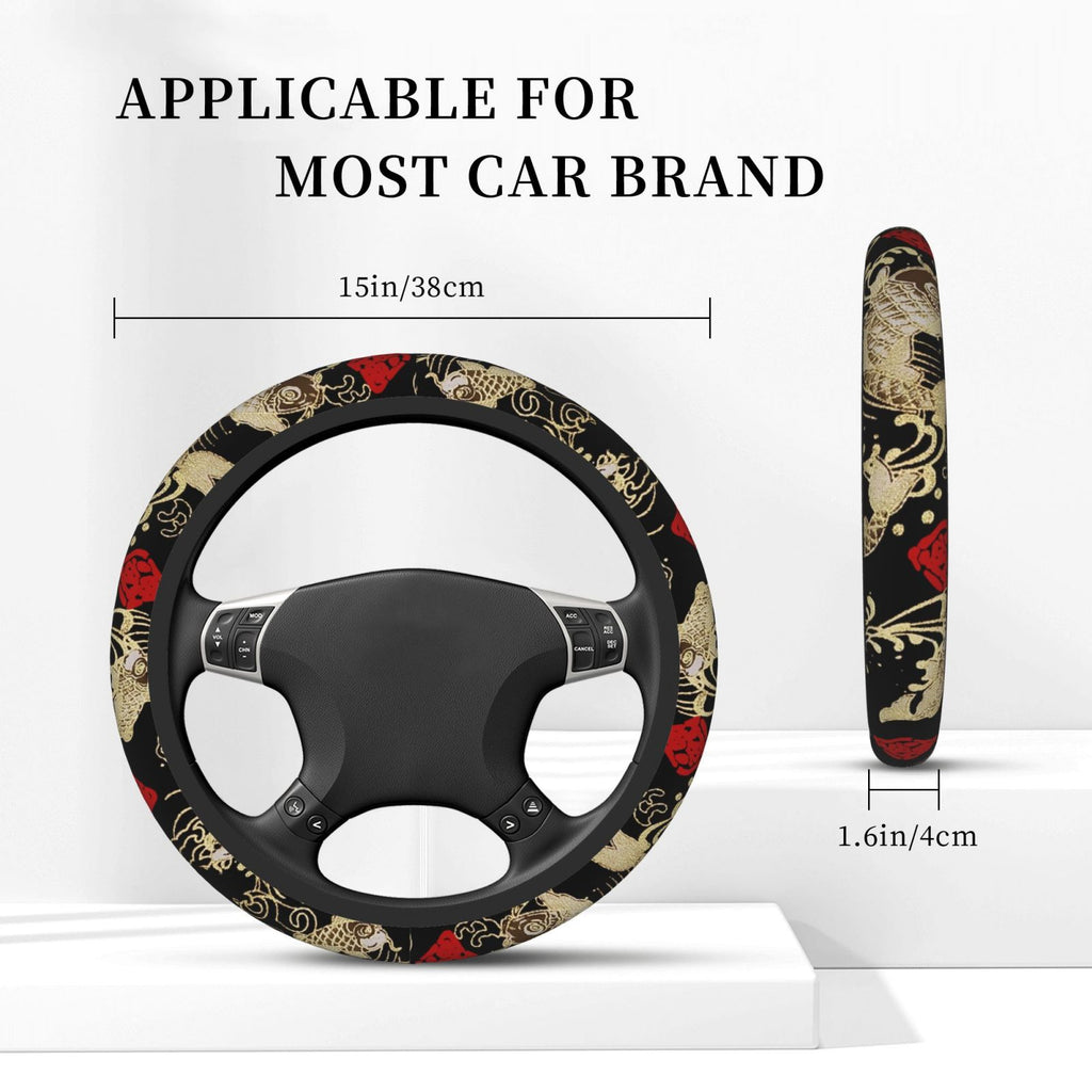 Brand New Universal Sakura Koi Fish Soft Flexible Fabric Car Auto Steering Wheel Cover Protector 14"-15.5"