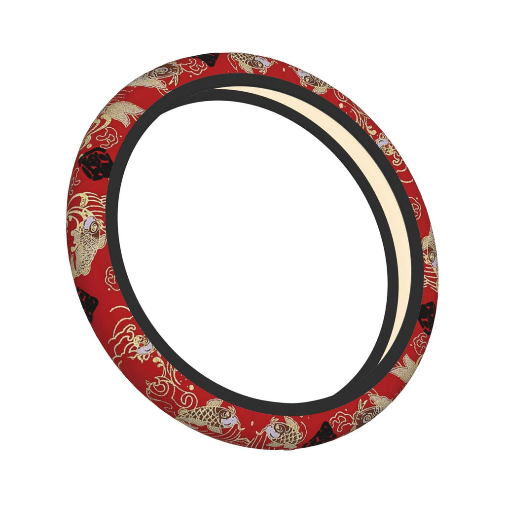 Brand New Universal Sakura Koi FIsh Soft Flexible Fabric Car Auto Steering Wheel Cover Protector 14"-15.5"