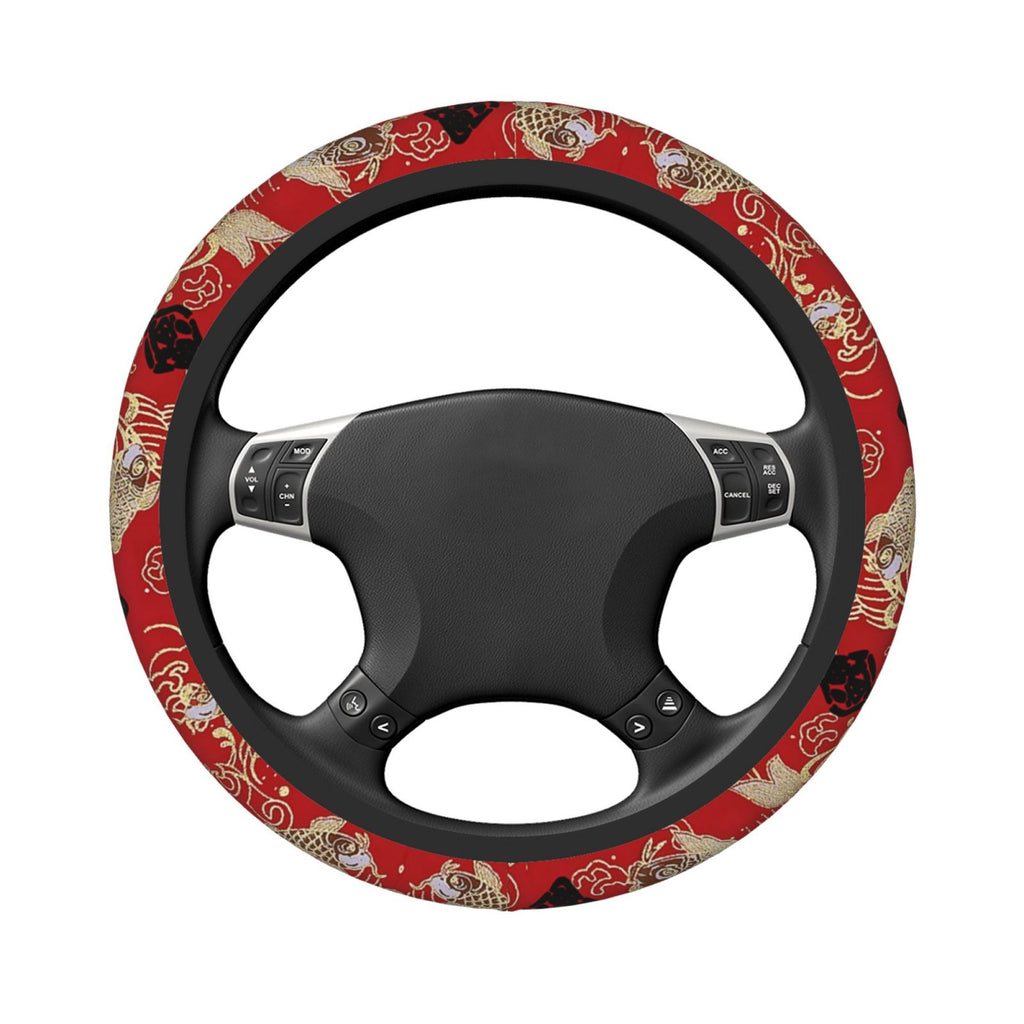 Brand New Universal Sakura Koi FIsh Soft Flexible Fabric Car Auto Steering Wheel Cover Protector 14"-15.5"