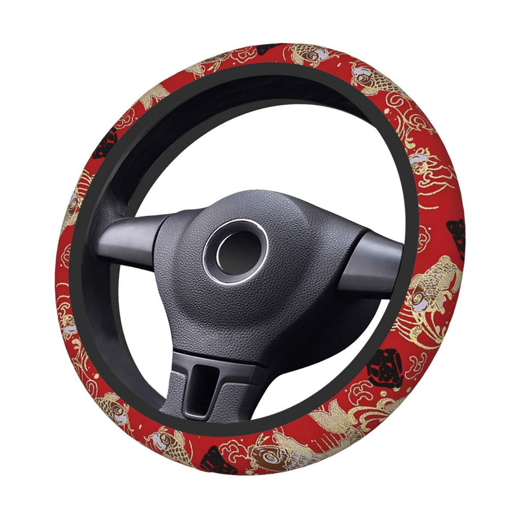 Brand New Universal Sakura Koi FIsh Soft Flexible Fabric Car Auto Steering Wheel Cover Protector 14"-15.5"