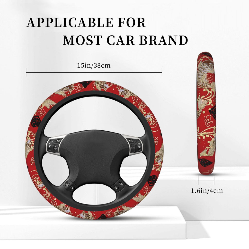 Brand New Universal Sakura Koi FIsh Soft Flexible Fabric Car Auto Steering Wheel Cover Protector 14"-15.5"