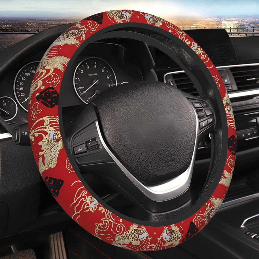 Brand New Universal Sakura Koi FIsh Soft Flexible Fabric Car Auto Steering Wheel Cover Protector 14"-15.5"