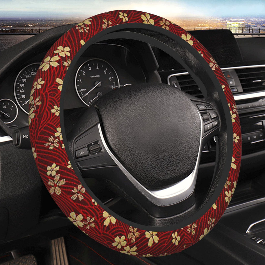 Brand New Universal Sakura Flower Soft Flexible Fabric Car Auto Steering Wheel Cover Protector 14"-15.5"