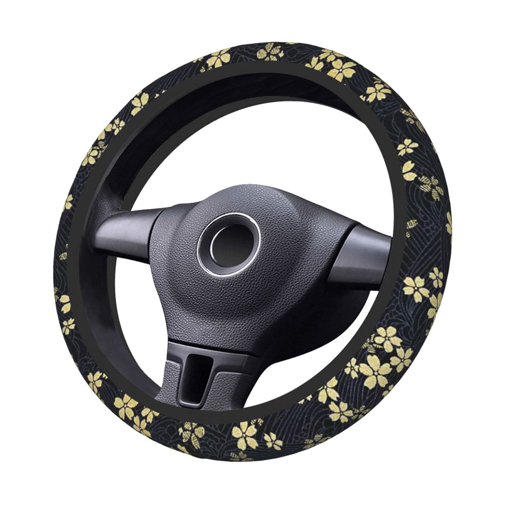 Brand New Universal Sakura Flower Soft Flexible Fabric Car Auto Steering Wheel Cover Protector 14"-15.5"