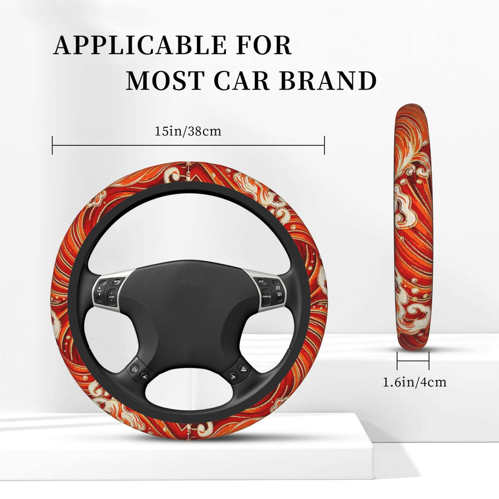 Brand New Universal Sakura Wave Soft Flexible Fabric Car Auto Steering Wheel Cover Protector 14"-15.5"