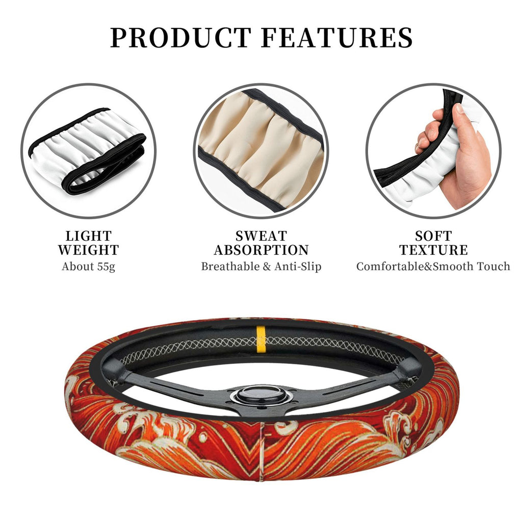 Brand New Universal Sakura Wave Soft Flexible Fabric Car Auto Steering Wheel Cover Protector 14"-15.5"