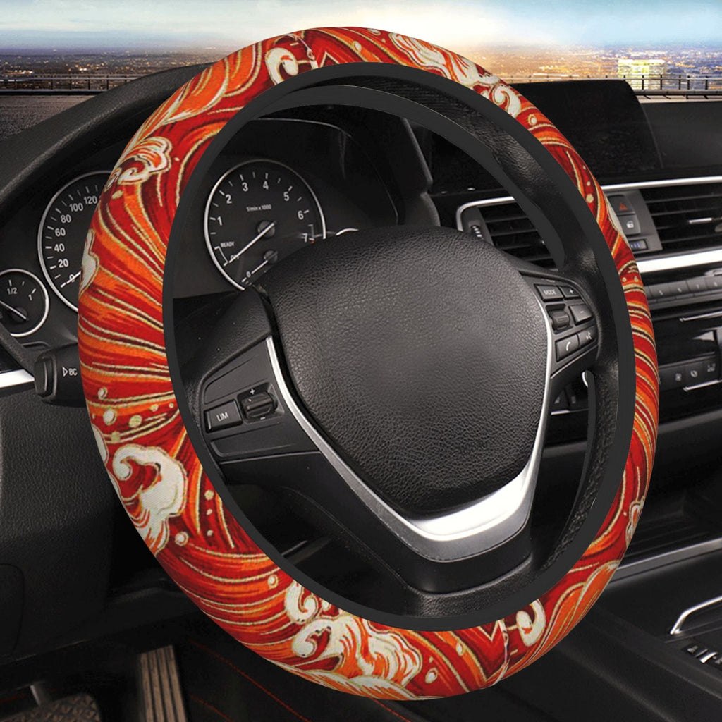 Brand New Universal Sakura Wave Soft Flexible Fabric Car Auto Steering Wheel Cover Protector 14"-15.5"