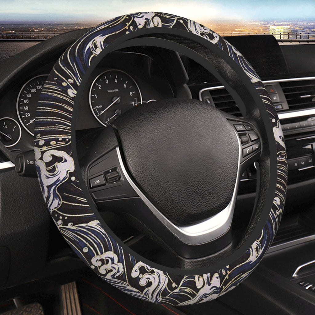 Brand New Universal Sakura Wave Soft Flexible Fabric Car Auto Steering Wheel Cover Protector 14"-15.5"