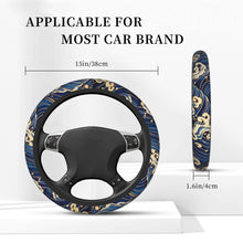 Load image into Gallery viewer, Brand New Universal Sakura Wave Blue Soft Flexible Fabric Car Auto Steering Wheel Cover Protector 14&quot;-15.5&quot;