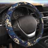 Brand New Universal Sakura Wave Blue Soft Flexible Fabric Car Auto Steering Wheel Cover Protector 14