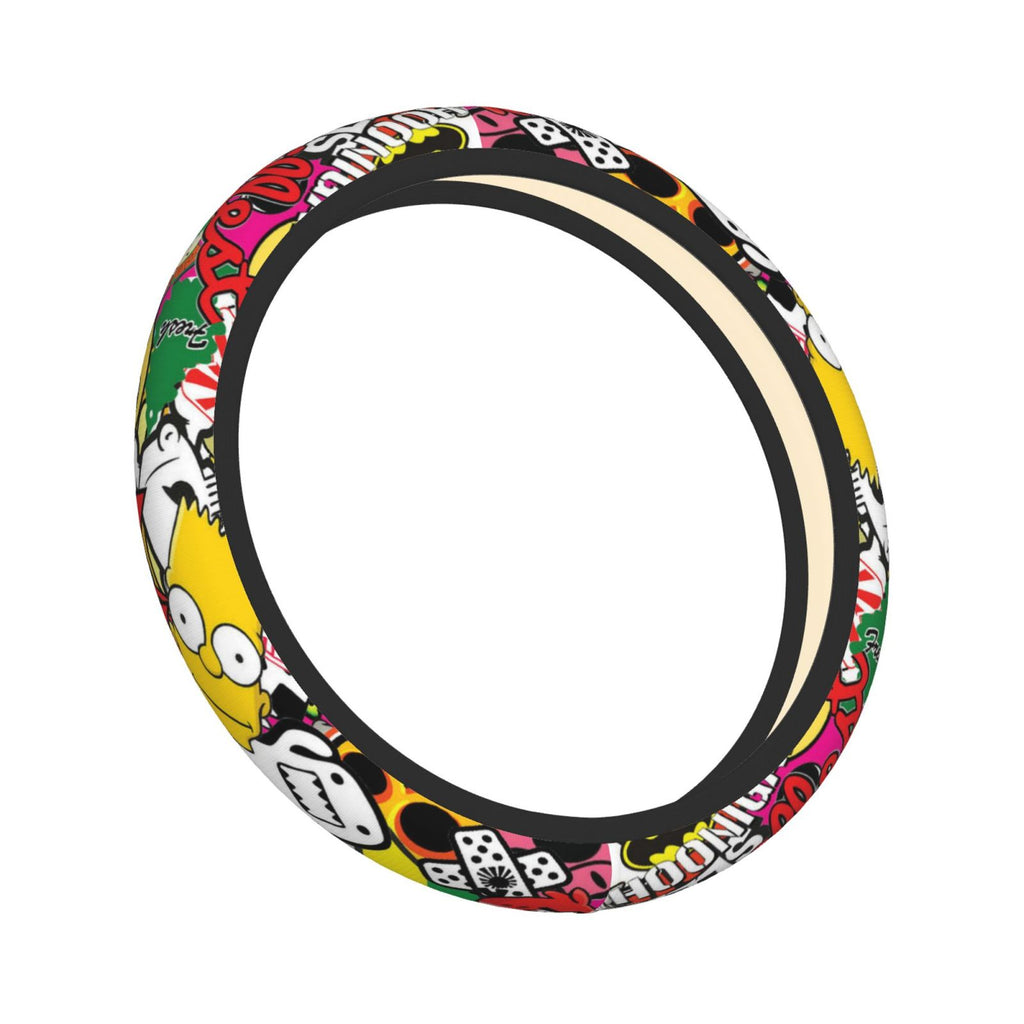 Brand New Universal Stickerbomb Soft Flexible Fabric Car Auto Steering Wheel Cover Protector 14"-15.5"