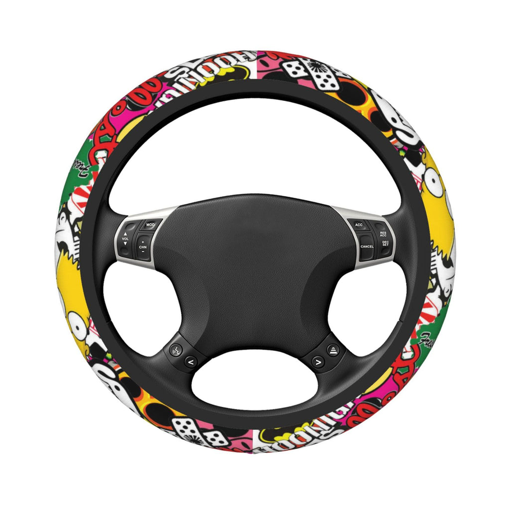 Brand New Universal Stickerbomb Soft Flexible Fabric Car Auto Steering Wheel Cover Protector 14"-15.5"