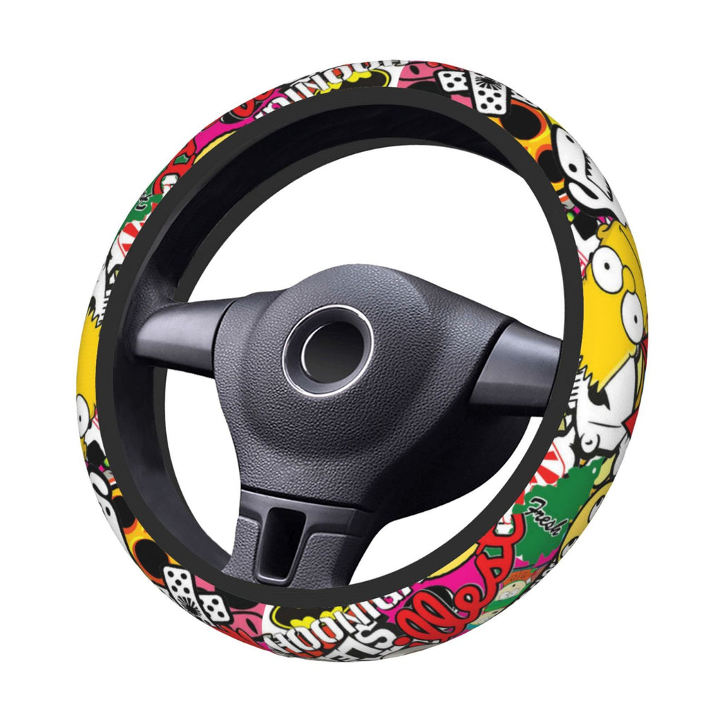 Brand New Universal Stickerbomb Soft Flexible Fabric Car Auto Steering Wheel Cover Protector 14"-15.5"