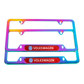 Brand New Universal 2PCS VOLKSWAGEN Neo Chrome Metal License Plate Frame