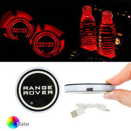 BRAND NEW UNIVERSAL V2 2PCS RANGE ROVER Switchable Seven Colorful LED Car Cup Holder Mat Coaster Pad