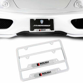 Brand New Universal 2PCS ROUSH PERFORMANCE Silver Metal License Plate Frame