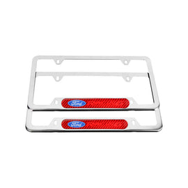 Brand New Universal 2PCS Ford Racing Chrome Metal License Plate Frame