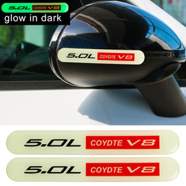 Brand New 2PCS 5.0L COYOTE V8 Glows in Dark Green Car Trunk Side Fenders Door Badge Scratch Guard Sticker