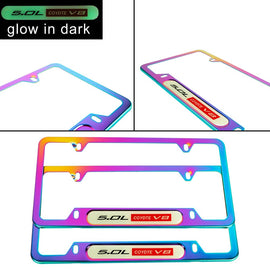 Brand New Universal 2PCS 5.0L COYOTE V8 Neo Chrome Metal License Plate Frame