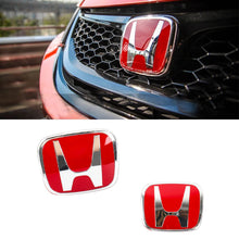 Load image into Gallery viewer, BRAND NEW 3PCS HONDA RED FRONT+REAR+STEERIING JDM EMBLEM SET FOR CIVIC 2022-2025 4DR SEDAN