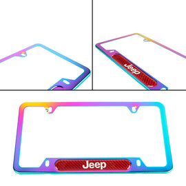 Brand New Universal 1PCS JEEP Neo Chrome Metal License Plate Frame