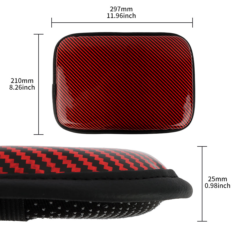 BRAND NEW UNIVERSAL CARBON FIBER RED Car Center Console Armrest Cushion Mat Pad Cover