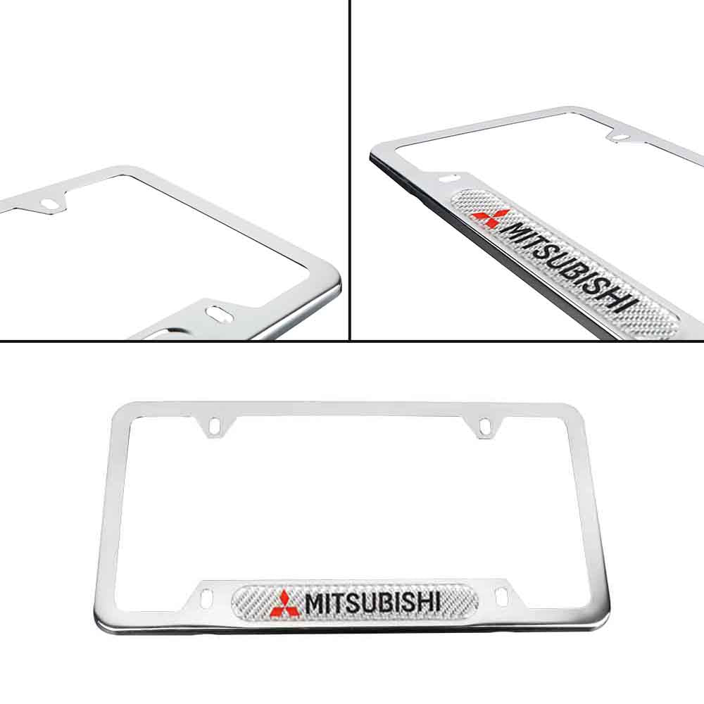 Brand New Universal 1PCS MITSUBISHI Chrome Metal License Plate Frame