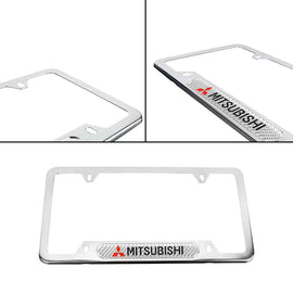 Brand New Universal 1PCS MITSUBISHI Chrome Metal License Plate Frame