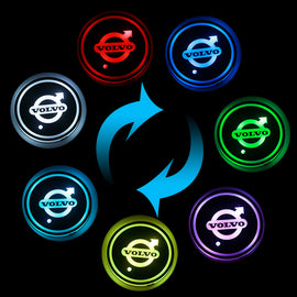 BRAND NEW UNIVERSAL 2PCS VOLVO Switchable Seven Colorful LED Car Cup Holder Mat Coaster Pad