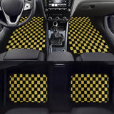 Brand New 4PCS UNIVERSAL CHECKERED GOLD Racing Fabric Car Floor Mats Interior Carpets